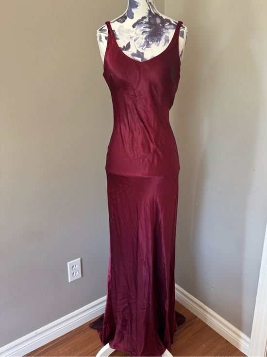 Scarlet Dresses & Skirts - RARE Vintage Scarlet Wine Red Satin Slip Maxi Gown With Low Back & Train
